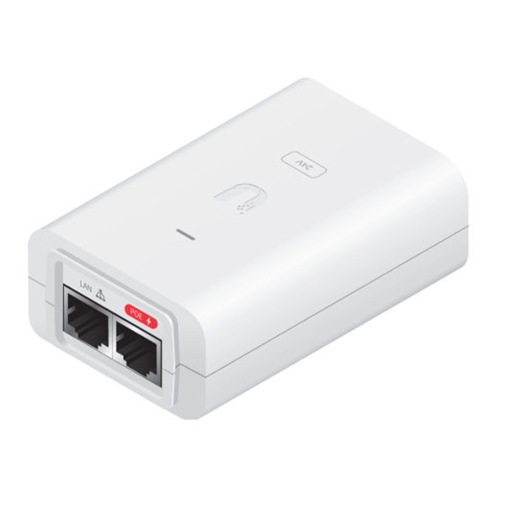 Injector PoE cu protectie supratensiune, 24VDC @ 0.3A, alb - Ubiquiti POE-24-24W-G-WH