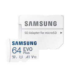 Card memorie EVO Plus, 64GB, Clasa 10, Grade 1, 130MB/s, adaptor - Samsung MB-MC64KA/EU