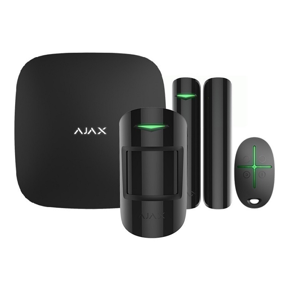 Kit sistem de alarma wireless 2G+Enthernet, 9 partitii, 100 dispozitive, negru - Ajax STARTERKIT BLK