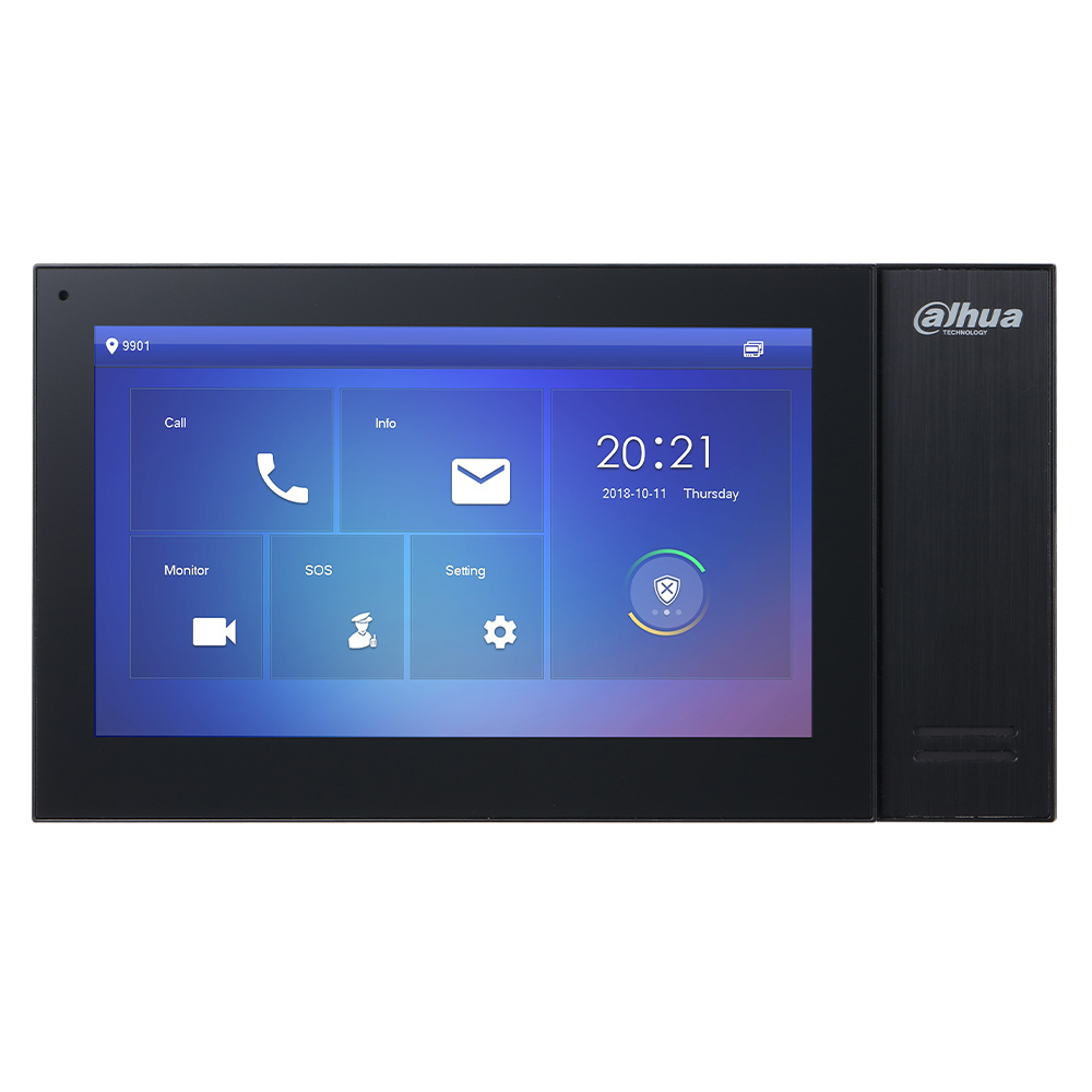 Post interior videointerfon IP 7 inch LCD tactil, PoE, integrare alarma - Dahua VTH2421FB