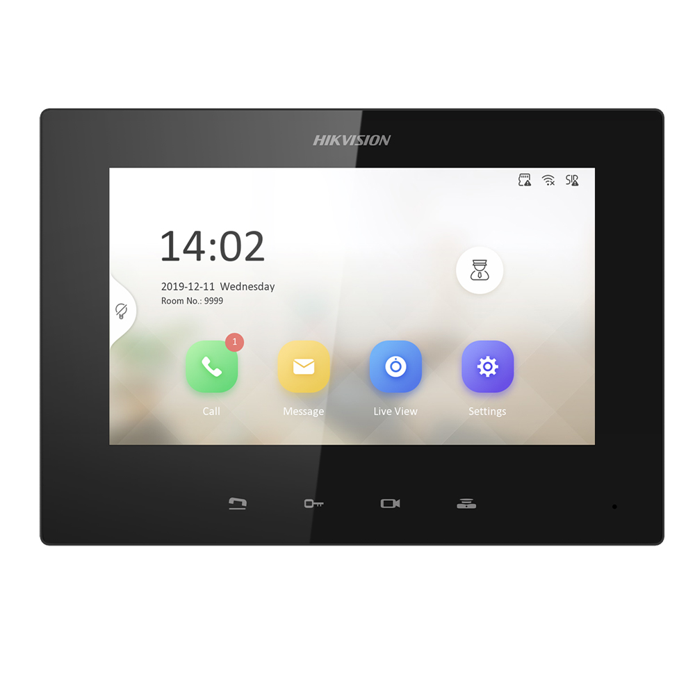 Monitor Videointerfon IP 7 inch non-touch, PoE, vizualizare 16 camere - HikVision DS-KH6220-LE1