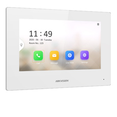 Post interior videointerfon IP, Wireless, 7 inch LCD, Micro SD, Alb - HikVision DS-KH6320-WTE1-W