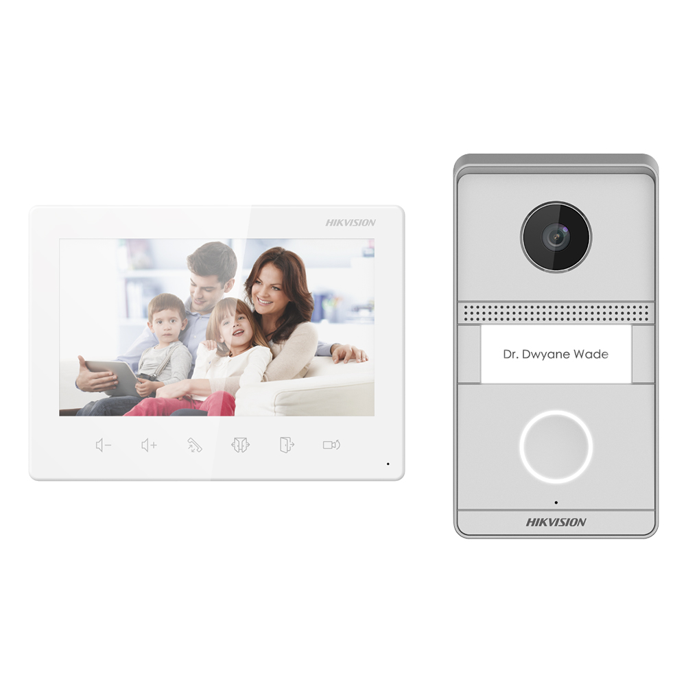 Kit Videointerfon Analog 2 fire cu camera 2MP, monitor 7 inch, IP65/IK7 - HikVision DS-KIS101-P/F