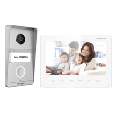Kit videointerfon analogic 7inch, camera 2MP, conectare 2 fire - HikVision DS-KIS101-P(S)
