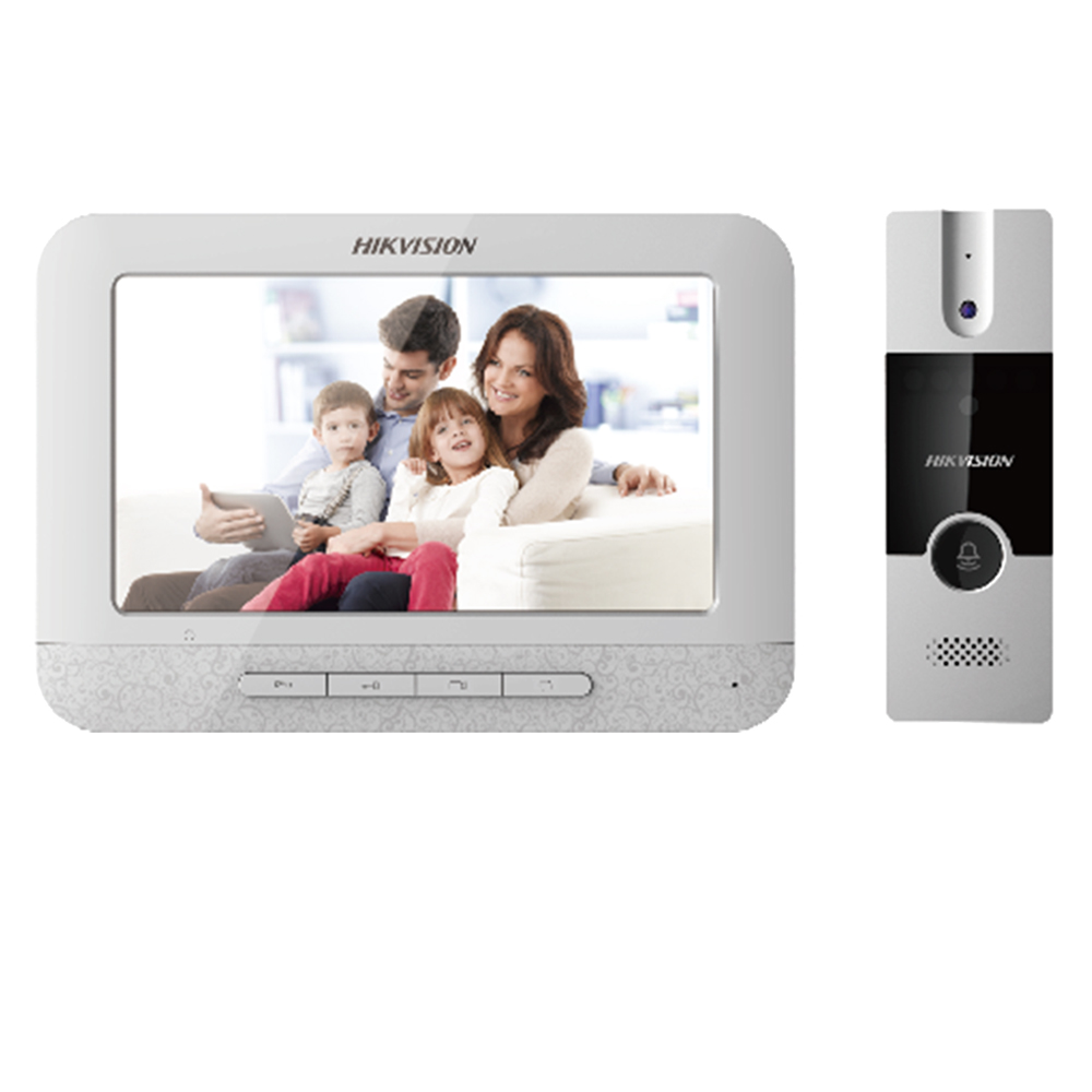 Kit Videointerfon Analogic 4 Fire cu Monitor 7 inch, Camera IR si Deschidere Yala - HikVision DS-KIS202