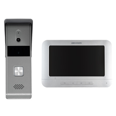 Kit Videointerfon 4 fire cu camera 2MP Full HD, monitor 7 inch si protectie IP65 - HikVision DS-KIS203T