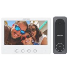 Kit videointerfon analogic, ecran 7inch, IR, conectare 4 fire pentru 1 familie - HikVision-DS-KIS212