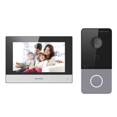 Kit videointerfon 2MP, IC Card, monitor 7inch, aparent, 1 familie, wireless - HikVision DS-KIS603-P