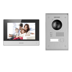 Kit Videointerfon 2 Fire HikVision DS-KIS703-P cu Camera 2MP IR, Monitor 7 inch Touchscreen si Wi-Fi