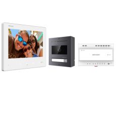 Kit videointerfon exterior 2MP, 2 fire, monitor touch, control aplicație - HikVision DS-KIS704EY/AL