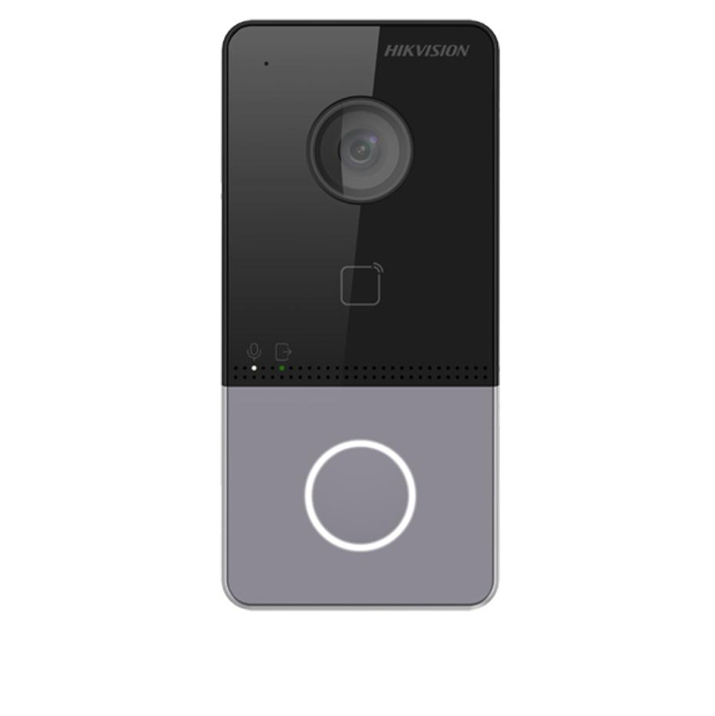 Videointerfon exterior IP cu camera 2MP, IR, cititor card Mifare, PoE si aplicatie mobila - HikVision DS-KV6113-PE1(B)