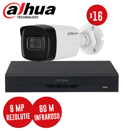 Pachet DVR 16 canale 8MP si 16 camere 8MP, IR 80m, SMD Plus, audio, WizSense - KIT233