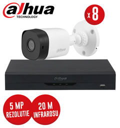 Kit complet: DVR 8 canale 5MP Lite, 8 camere 5MP, SMD+, WizSense, IR 20m -  KIT235