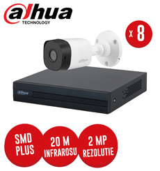 Pachet DVR 8 canale 2 MP Lite, 8 camere 2MP, exterior, fara accesorii -  KIT258