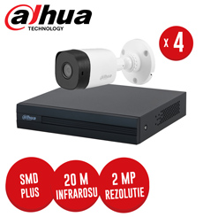 Pachet DVR 4 canale 2 MP Lite, 4 camere 2MP, exterior, fara accesorii -  KIT259