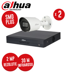 Pachet DVR 4 canale 5MP Lite, 2 camere 2MP Starlight, exterior, fara accesorii, SMD+ -  KIT277