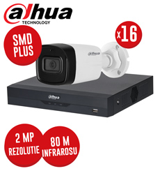 Kit DVR 16 canale 5MP, 16 camere 2 MP, Microfon, IR 80m, fara accesorii - KIT301