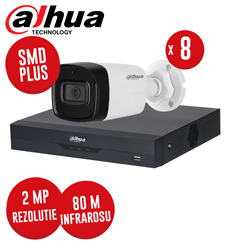 Kit DVR 8 canale 5MP, 8 camere 2 MP, Microfon, IR 80m, fara accesorii - KIT302