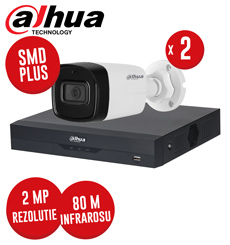 Kit DVR 4 canale 5MP, 2 camere 2MP, IR 80m, Microfon, fara accesorii -  KIT304