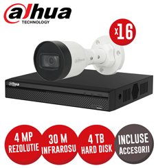 Sistem complet NVR 16 canale 8MP, 16 camere IP 4 MP, HDD, accesorii, cablu, PoE - KIT386