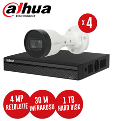 Kit NVR 4 canale 8MP, 4 camere IP 4 MP, HDD, conexiune PoE - KIT389