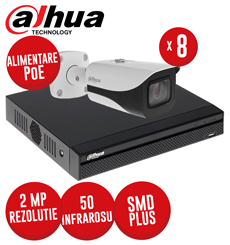Kit NVR 8 canale 8MP, 8 camere IP 2MP, IR 50m, alimentare PoE - KIT407
