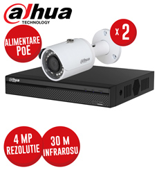 Kit NVR 4 canale 8MP, 2 camere IP 4MP, IR 30m, alimentare PoE - KIT414