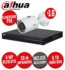 Sistem complet NVR 16 canale 8MP, 16 camere IP 4MP, IR 30m, alimentare PoE, HDD, accesorii - KIT420