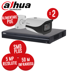Kit NVR 4 canale 8MP, 2 camere IP 5MP, IR 50m, alimentare PoE - KIT426