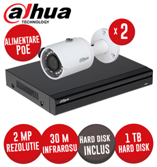 Kit NVR 4 canale 5MP, 2 camere IP 2MP, IR 30m, switch 4xPoE, HDD - KIT437