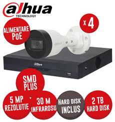 Kit NVR 4 canale 8MP, 4 camere IP 5MP, IR 30m, Switch PoE, HDD - KIT471