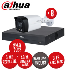 Kit DVR 8 canale 4K, 8 camere 5MP, LED 40m, SMD+, Audio si HDD - KIT503