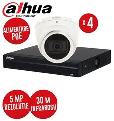 Kit NVR 4 canale 8MP, 4xPoE, 4 camere IP 5MP, IR 30m - KIT575