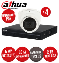 Kit NVR 4 canale 8MP, 4xPoE, 4 camere IP 5MP, IR 30m, HDD - KIT576
