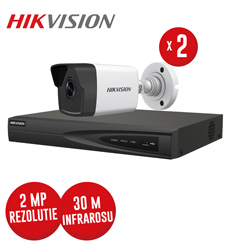 Kit NVR 4 canale 8MP, 4xPoE, 2 camere IP 2MP, IR 30m - KIT605