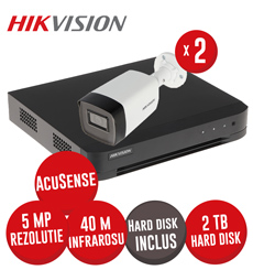 Kit DVR 4ch. 5MP si 2 camere 5MP, IR 40m, HDD - KIT619