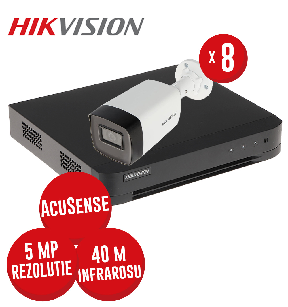 Kit DVR 8ch. 8MP AcuSense si 8 camere 5MP, IR 40m - KIT621