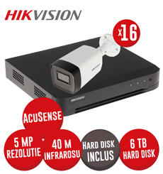 Kit DVR 16 ch. 8MP AcuSense si 16 camere 5MP, IR 40m, HDD - KIT625