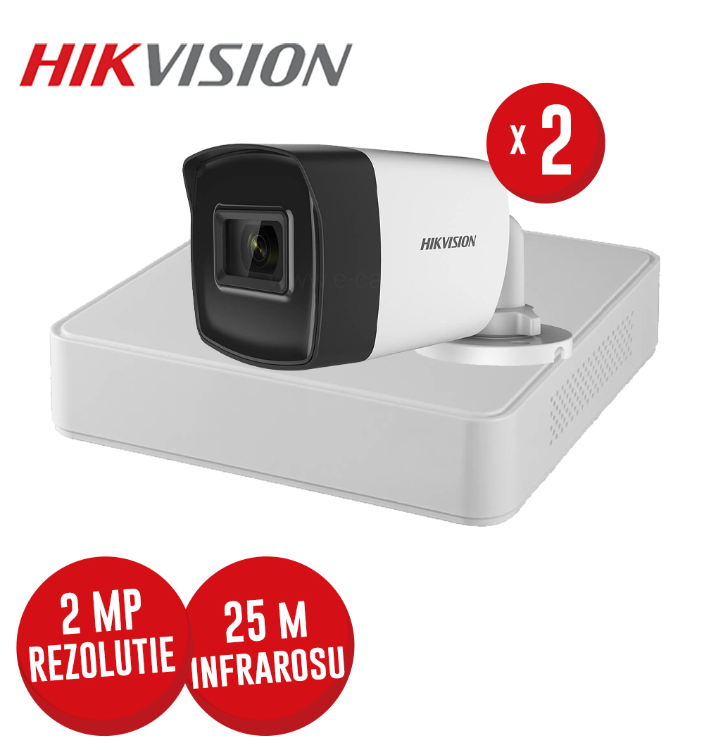 Kit DVR 4ch. 2MP-N AcuSense si 2 camere 2MP, IR 25m - KIT627