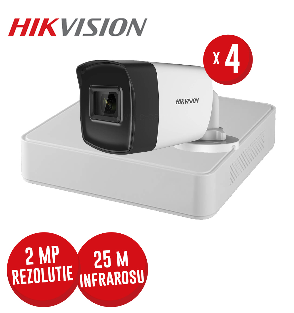 Kit DVR 4ch. 2MP-N AcuSense si 4 camere 2MP, IR 25m - KIT628