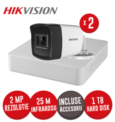 Sistem DVR 4ch. 2MP-N AcuSense, 2 camere 2MP, IR 25m si HDD, accesorii incluse - KIT635