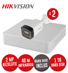 Kit DVR 4ch. 2MP-N AcuSense, 2 camere 2MP, IR 40m si HDD - KIT643