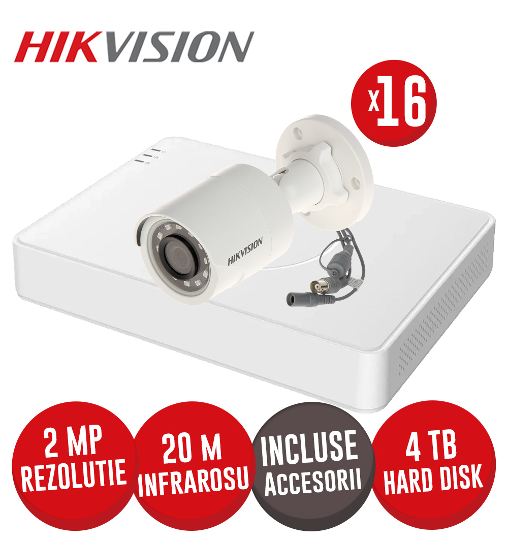 Sistem DVR 16ch. 2MP-N AcuSense, 16 camere 2MP, IR 20m si HDD, accesorii incluse - KIT663