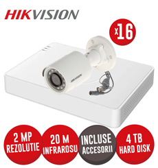 Sistem DVR 16ch. 2MP-N AcuSense, 16 camere 2MP, IR 20m si HDD, accesorii incluse - KIT663