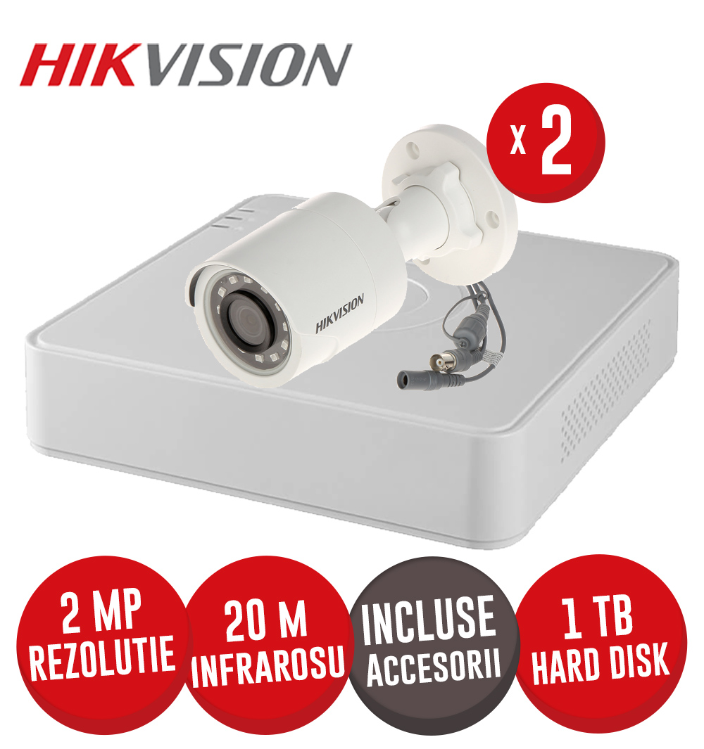 Sistem DVR 4ch. 2MP-N AcuSense, 2 camere 2MP, IR 20m si HDD, accesorii incluse - KIT666