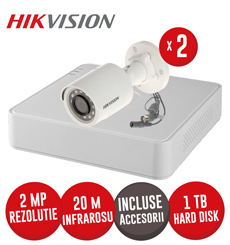 Sistem DVR 4ch. 2MP-N AcuSense, 2 camere 2MP, IR 20m si HDD, accesorii incluse - KIT666