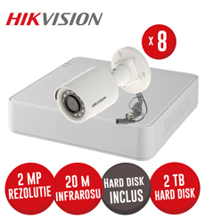 Kit DVR 8ch. 2MP-N AcuSense, 8 camere 2MP, IR 20m si HDD - KIT669