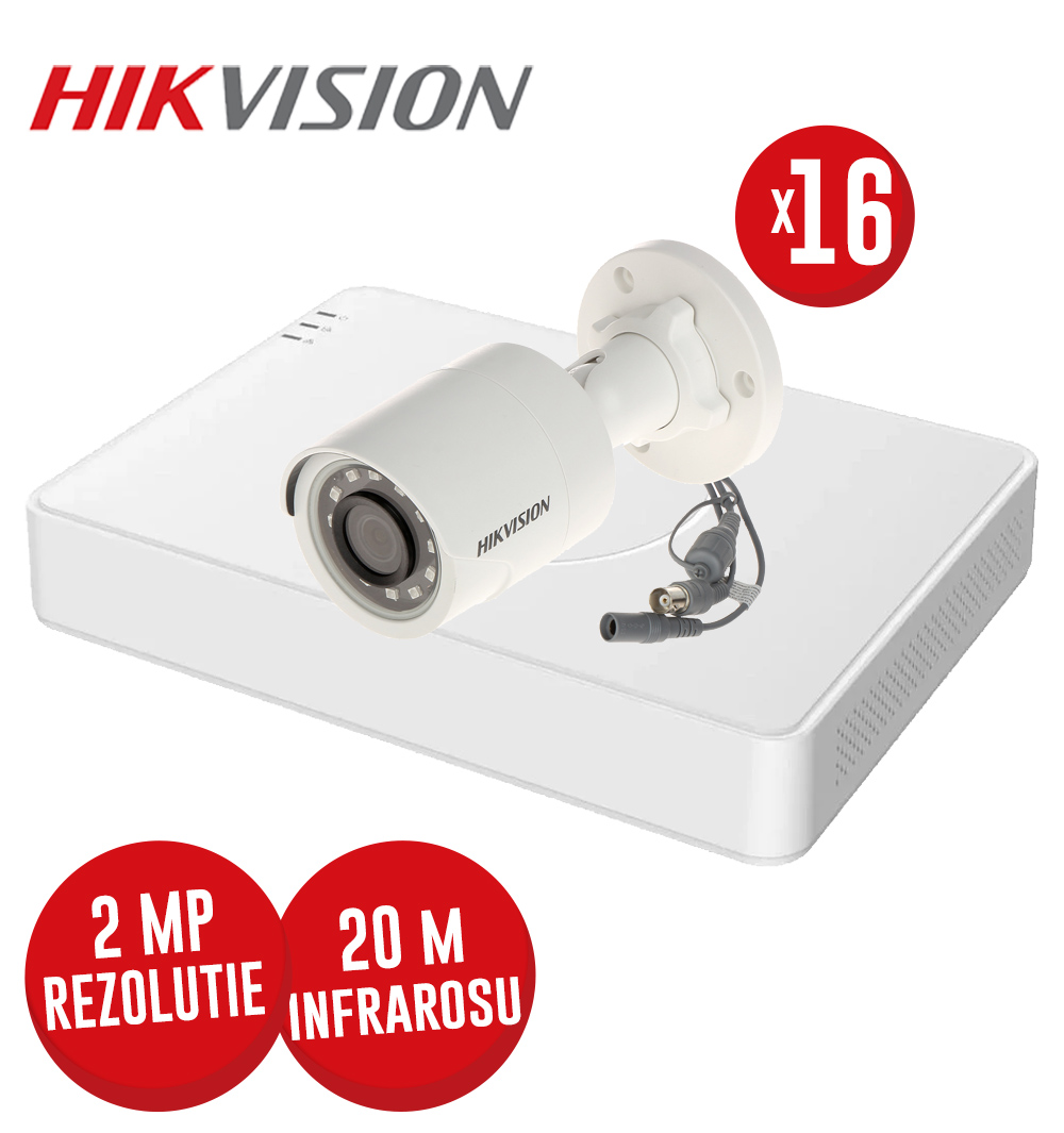 Kit DVR 16ch. 2MP-N AcuSense si 16 camere 2MP, IR 20m - KIT671