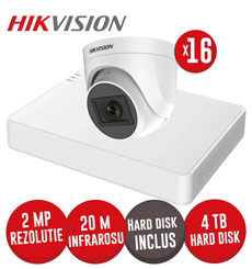 Kit DVR 16ch. 2MP-N, 16 camere turret 2MP IR 20m cu microfon si HDD - KIT691