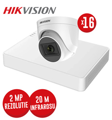 Kit DVR 16ch. 2MP-N si 16 camere turret 2MP IR 20m cu microfon - KIT692